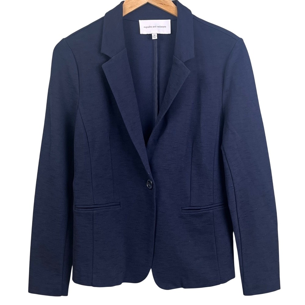 Cupcakes & Cashmere Blue Heavy Fitted One Button Collared Blazer Office‎ Medium